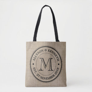Erstellen Sie Ihr eigenes Jute-Retro-Logo-Monogram Tasche