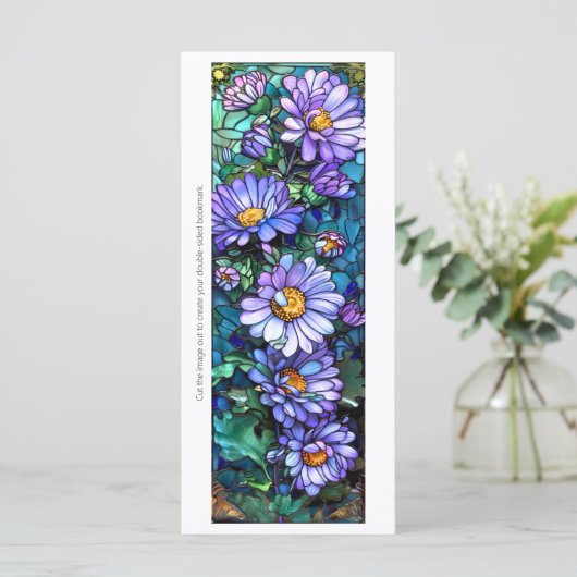 Erstellen Sie Ihr eigenes Lila Gerberas-Lesezeiche (Stehend Vorderseite)