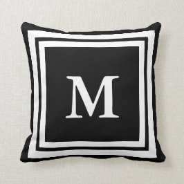 Erstellen Sie Ihr eigenes Monogramm Schwarz und We Kissen