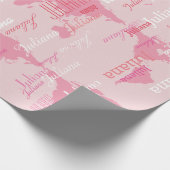 erstellen Sie Ihr eigenes Namensmuster. Rosa Weltk Geschenkpapier (Ecke)