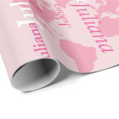 erstellen Sie Ihr eigenes Namensmuster. Rosa Weltk Geschenkpapier (Rolleneckpunkt)
