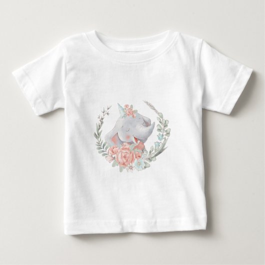 Erstellen Sie Ihr eigenes Niedliches Elefantenmädc Baby T-shirt (Vorderseite)
