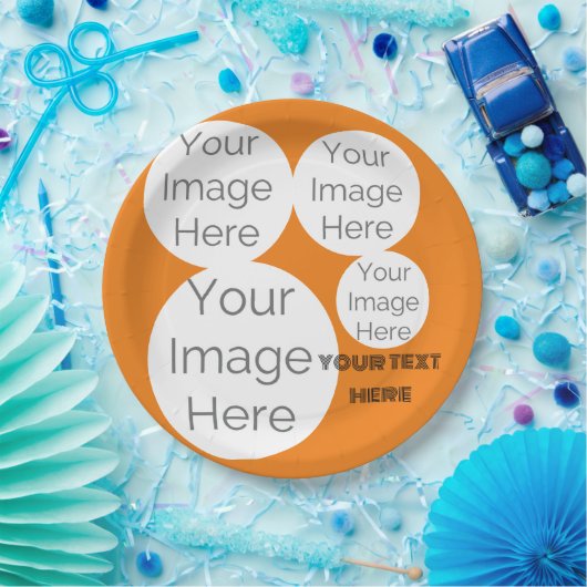 Erstellen Sie Ihr eigenes, orangefarbenes Foto Pappteller (Party)