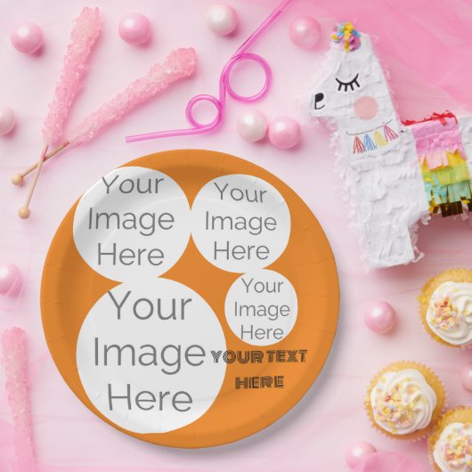 Erstellen Sie Ihr eigenes, orangefarbenes Foto Pappteller (Party)