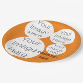 Erstellen Sie Ihr eigenes, orangefarbenes Foto Pappteller (Schrägansicht)