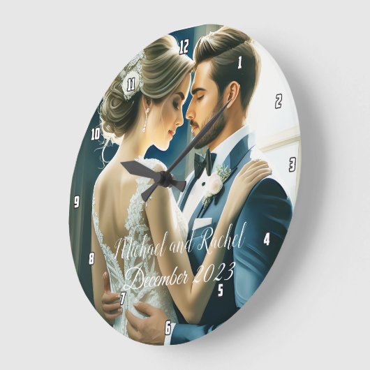 Erstellen Sie Ihr eigenes Personalisiertes Hochzei Große Wanduhr (Winkel)