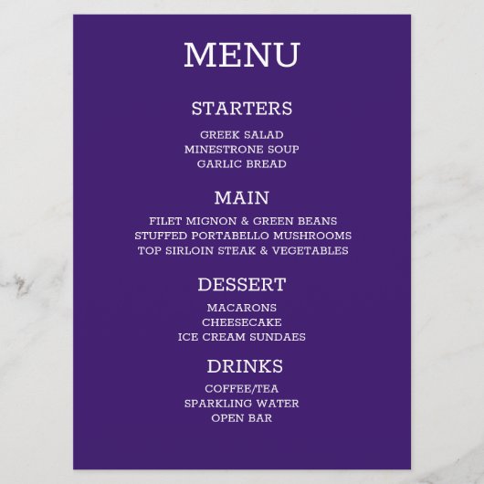 Erstellen Sie Ihr eigenes Personalisiertes Menü Menükarte (Vorderseite)