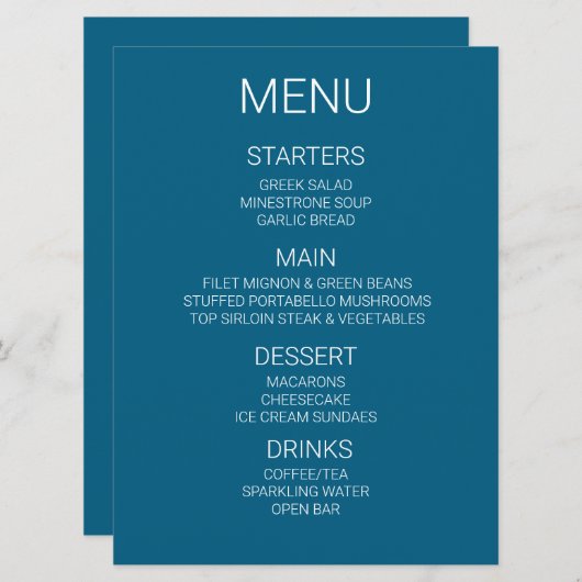 Erstellen Sie Ihr eigenes Personalisiertes Menü Menükarte (Vorne/Hinten)