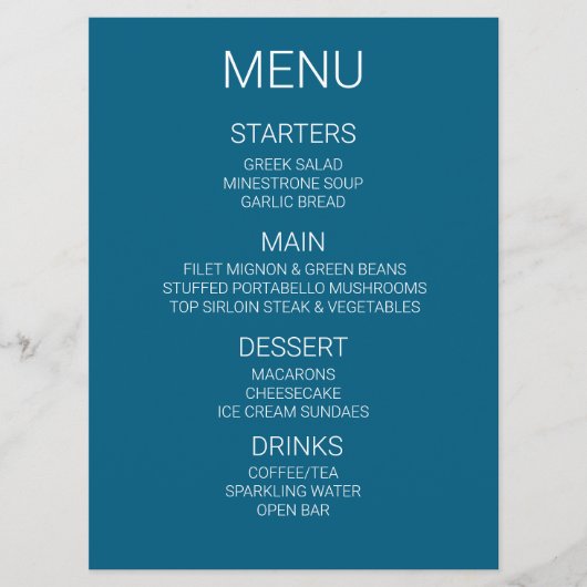 Erstellen Sie Ihr eigenes Personalisiertes Menü Menükarte