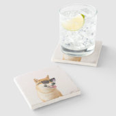 Erstellen Sie Ihr eigenes Personalisiertes Pet-Fot Steinuntersetzer (Seitenansicht)