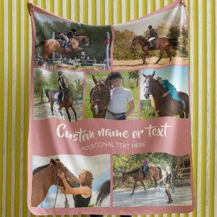 Erstellen Sie Ihr eigenes Pferd Foto Collage Pink Fleecedecke