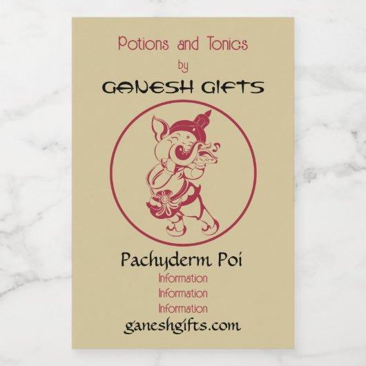 Erstellen Sie Ihr eigenes Red & Gold Ganesh-Blatt Weinetikett (Einzelnes Label)