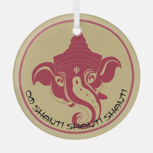 Erstellen Sie Ihr eigenes Red & Gold Ganesh Ornament Aus Glas (Vorderseite)