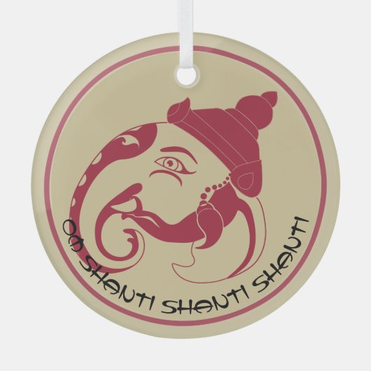 Erstellen Sie Ihr eigenes Red & Gold Ganesh Profil Ornament Aus Glas (Vorderseite)