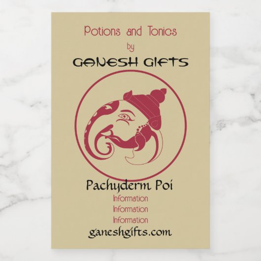 Erstellen Sie Ihr eigenes Red & Gold Ganesh Profil Weinetikett (Einzelnes Label)