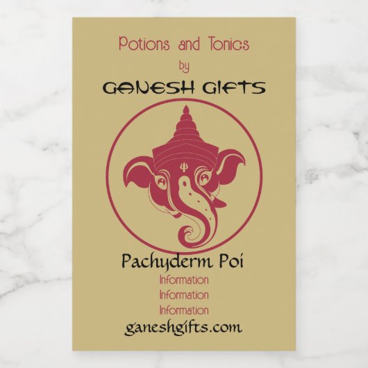 Erstellen Sie Ihr eigenes Red & Gold Ganesh Weinetikett (Einzelnes Label)
