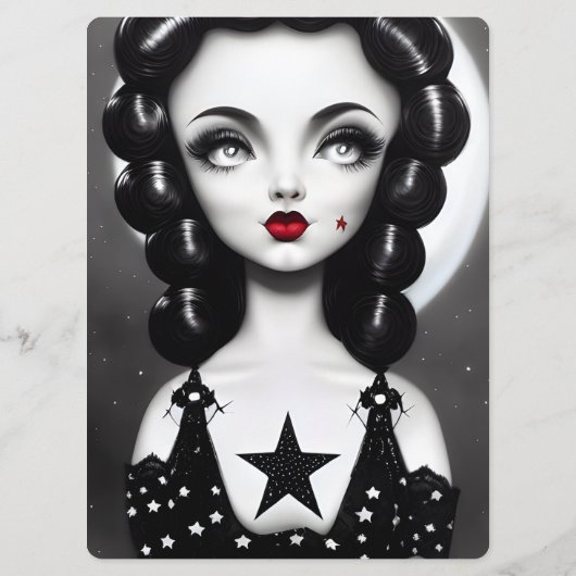 Erstellen Sie Ihr eigenes Retro Black Star Pinup Menükarte (Rückseite)