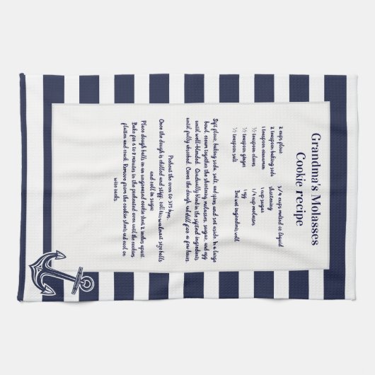 Erstellen Sie Ihr eigenes Rezept Keepake Navy Blue Geschirrtuch (Horizontal)