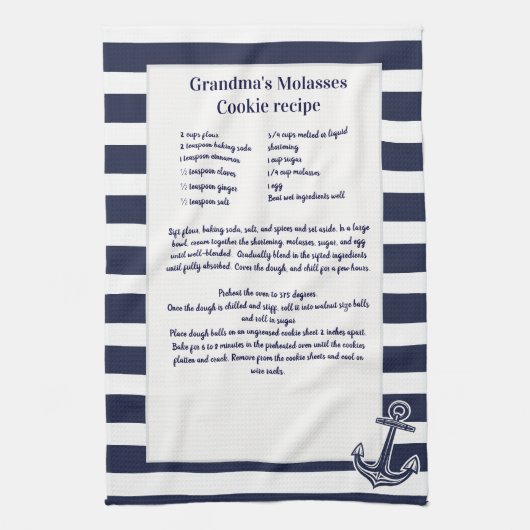 Erstellen Sie Ihr eigenes Rezept Keepake Navy Blue Geschirrtuch (Vertikal)