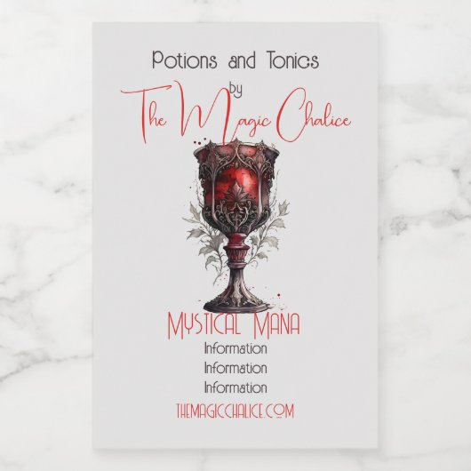 Erstellen Sie Ihr eigenes rotes Gotisches Chalice Lebensmitteletikett (Einzelnes Label)