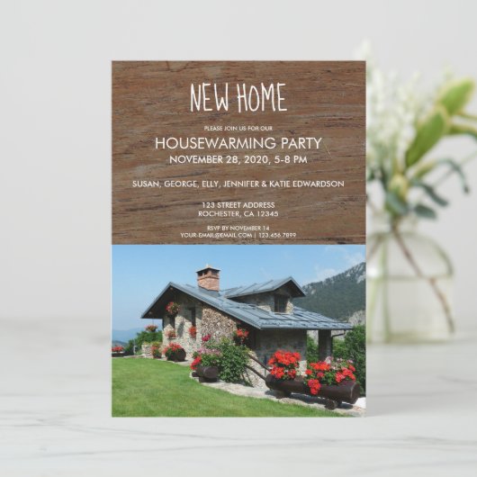 Erstellen Sie Ihr eigenes rustikales New Zuhause H Einladung (Stehend Vorderseite)