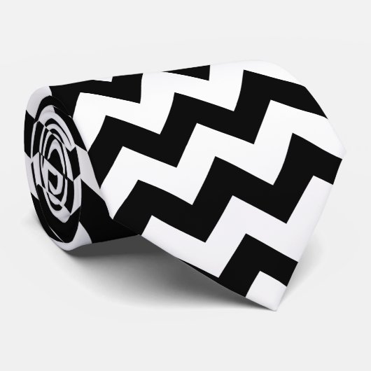 Erstellen Sie Ihr eigenes schwarzes Zigzag-Muster Krawatte (Gerollt)