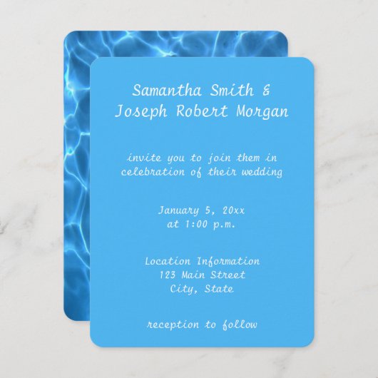 Erstellen Sie Ihr eigenes Schwimmbad Foto Hochzeit Einladung (Vorne/Hinten)