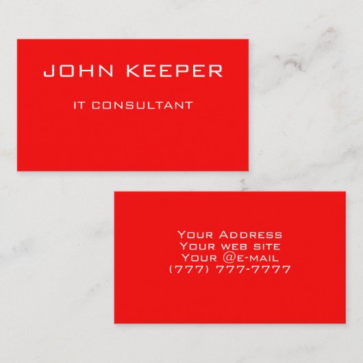 Erstellen Sie Ihr eigenes solides, helles Rot Visitenkarte (Vorne/Hinten)