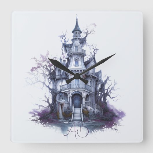 Erstellen Sie Ihr eigenes Spuk Schloss Quadratische Wanduhr (Vorderseite)