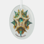 Erstellen Sie Ihr eigenes Steampunkschloss Snowfla Ornament Aus Glas (Vorderseite links)