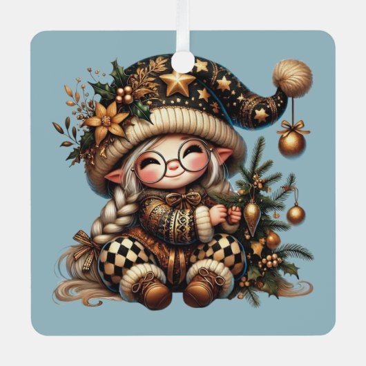 Erstellen Sie Ihr eigenes süßes zauberhaftes Weihn Ornament Aus Metall (Vorderseite)