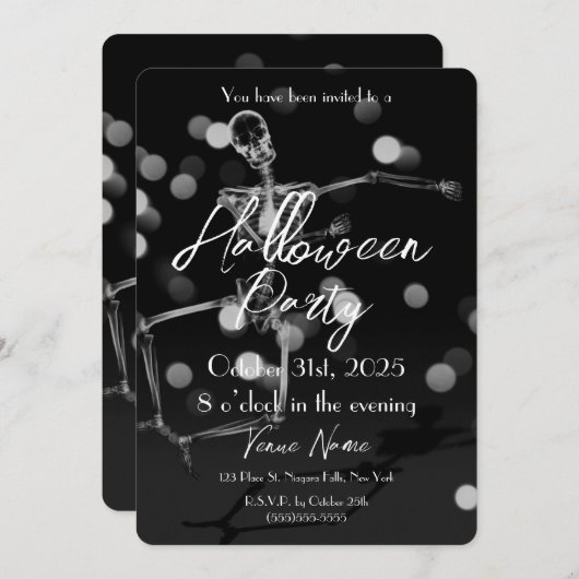 Erstellen Sie Ihr eigenes, tanzendes Ray Skeleton Einladung (Vorne/Hinten)
