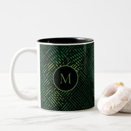 Erstellen Sie Ihr eigenes tropisches Mustermonogra Zweifarbige Tasse (Mit Donut)