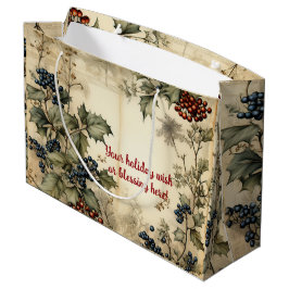 Erstellen Sie Ihr eigenes Vintages Rot-Blau-Holly- Große Geschenktüte