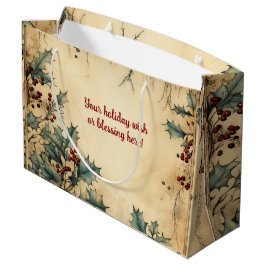 Erstellen Sie Ihr eigenes Vintages Rot-Holly-Perga Große Geschenktüte