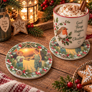Erstellen Sie Ihr eigenes Weihnachtsfamilienfoto Getränkeuntersetzer