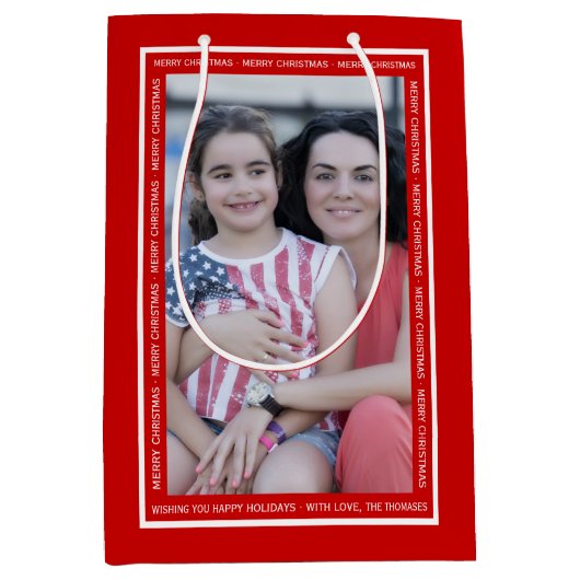 Erstellen Sie Ihr eigenes Weihnachtsfest-Foto Mittlere Geschenktüte (Vorderseite)