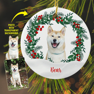 Erstellen Sie Ihr eigenes Weihnachtshundchen-Foto Keramik Ornament