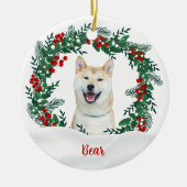 Erstellen Sie Ihr eigenes Weihnachtshundchen-Foto Keramik Ornament (Vorne)