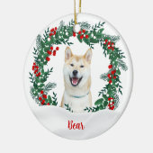 Erstellen Sie Ihr eigenes Weihnachtshundchen-Foto Keramik Ornament (Links)