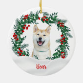 Erstellen Sie Ihr eigenes Weihnachtshundchen-Foto Keramik Ornament (Hinten)