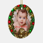Erstellen Sie Ihr eigenes Weihnachtsjungbaby-Foto Keramik Ornament (Rechts)