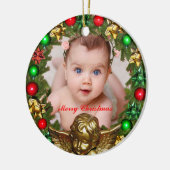 Erstellen Sie Ihr eigenes Weihnachtsjungbaby-Foto Keramik Ornament (Links)