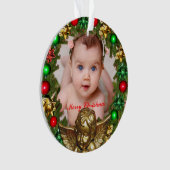 Erstellen Sie Ihr eigenes Weihnachtsjungbaby-Foto Ornament (Vorderseite)