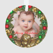 Erstellen Sie Ihr eigenes Weihnachtsjungbaby-Foto Ornament (Rückseite)