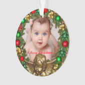 Erstellen Sie Ihr eigenes Weihnachtsjungbaby-Foto Ornament (Vorderseite)