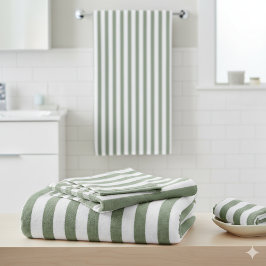 Erstellen Sie Ihr eigenes, weißes, weiße Streifen  Badhandtuch Set