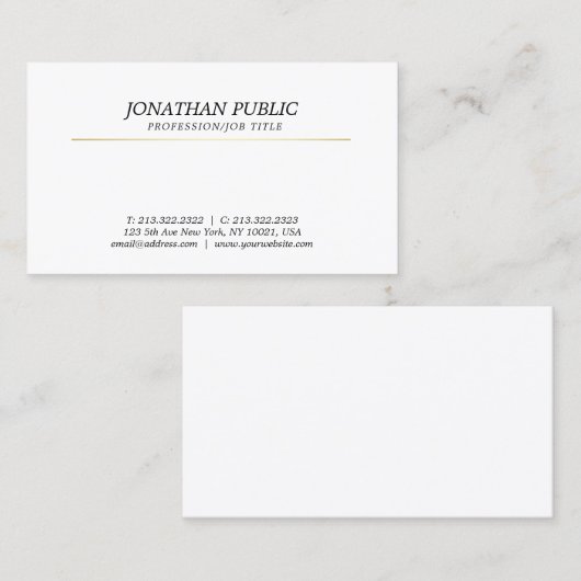 Erstellen Sie Ihr eigenes White Gold Modern Einfac Visitenkarte (Vorne/Hinten)