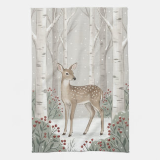 Erstellen Sie Ihr eigenes Winterhirsch-Küchentuch Geschirrtuch