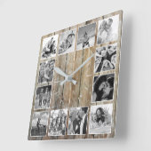 Erstellen Sie Ihr individuelles Foto Collage Rusti Quadratische Wanduhr (Winkel)